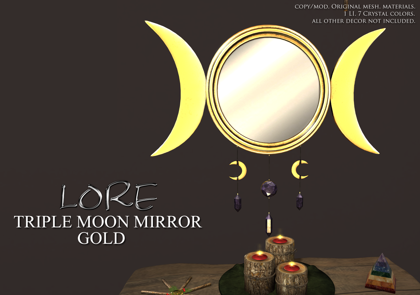 Triple Moon Mirror Ad Gold