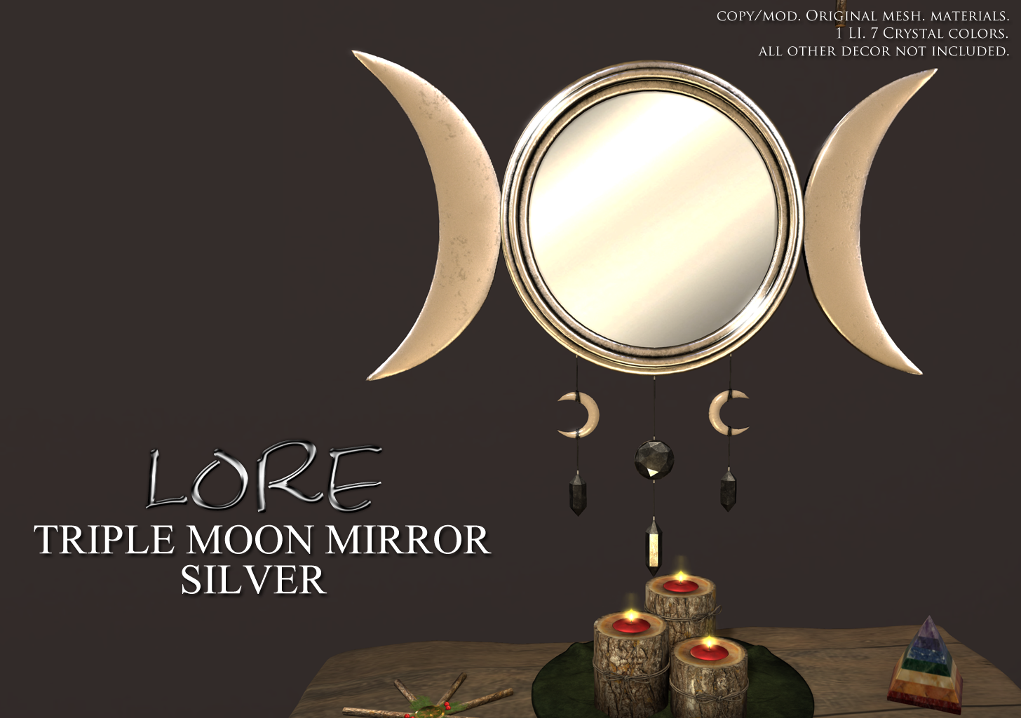 Triple Moon Mirror Ad Silver